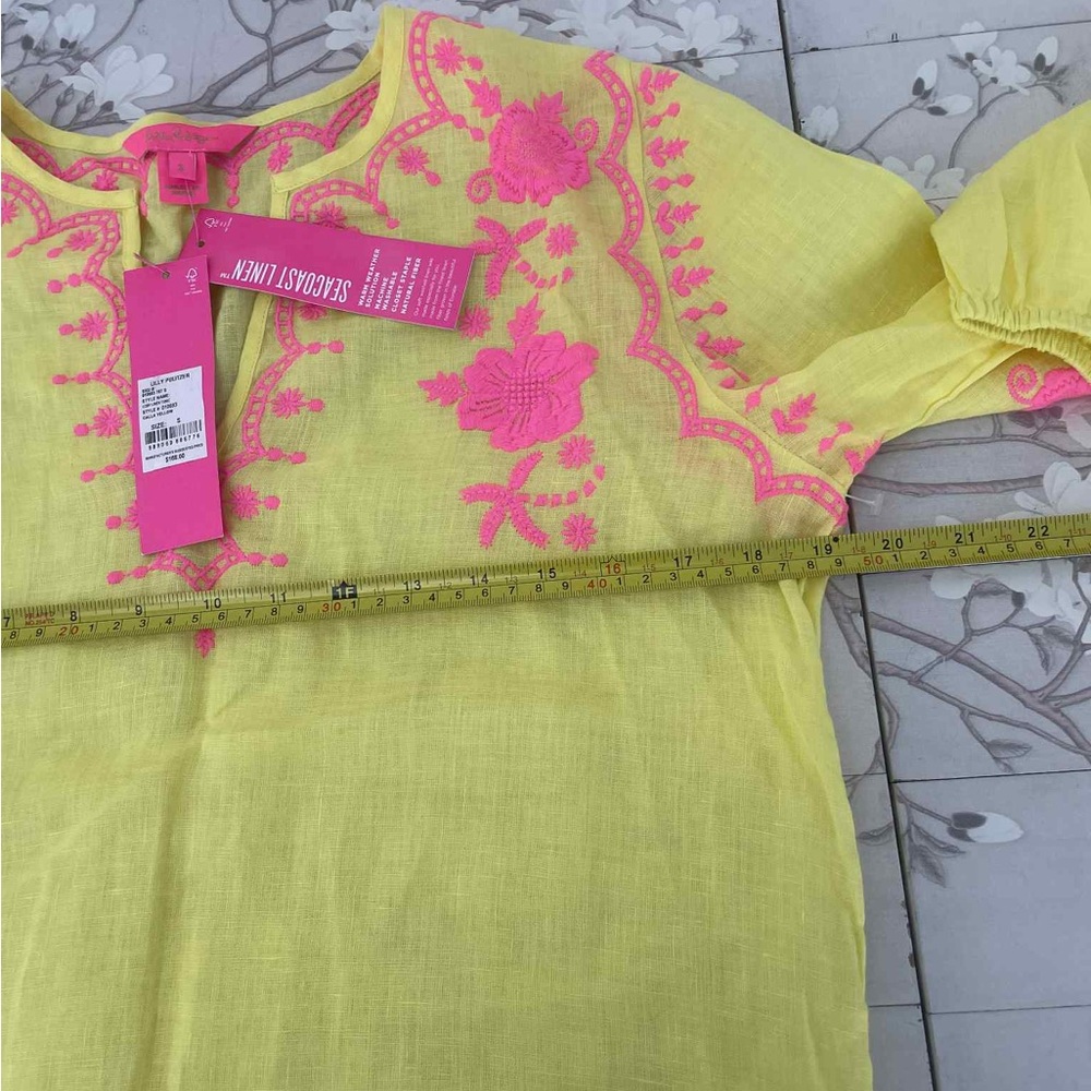 Lilly Pulitzer Yellow Tunic with Pink Embroidery - Picture 6 of 7
